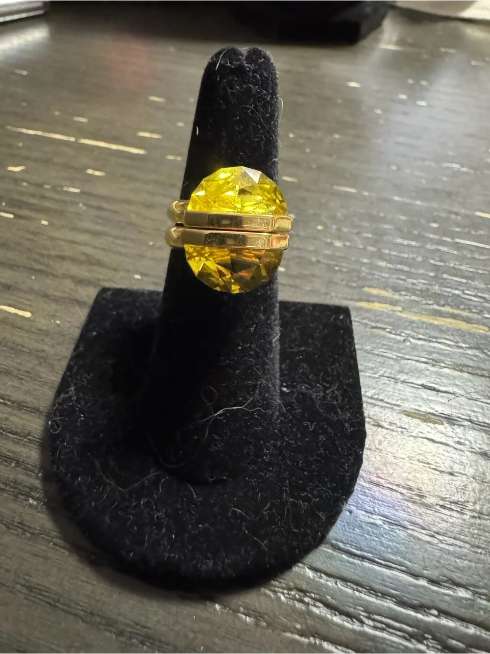Swarovski Yellow Crystal Statement Ring - Gold Tone